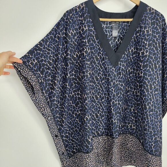 NEW Proenza Schouler xs/s silk-blend kaftan black blue leopard print resortwear - Picture 3 of 10